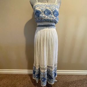 Free People 2 Piece Boho Embroidered Dress